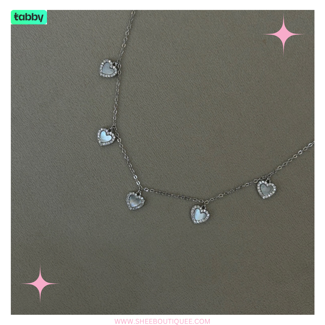 MOTHER OF PEARL HEART CHOKER
