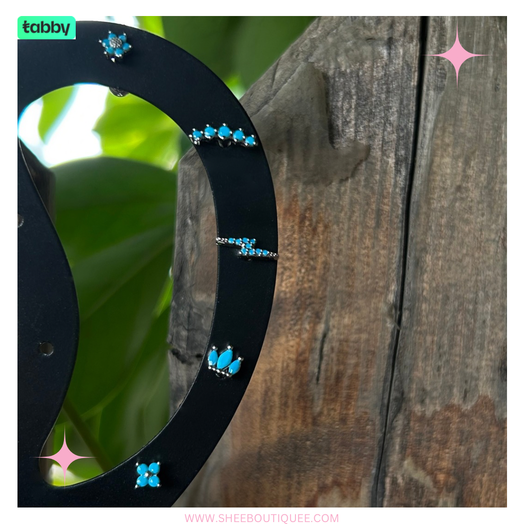 SILVER BALL BACK STAINLESS STEEL TURQUOISE STUDS