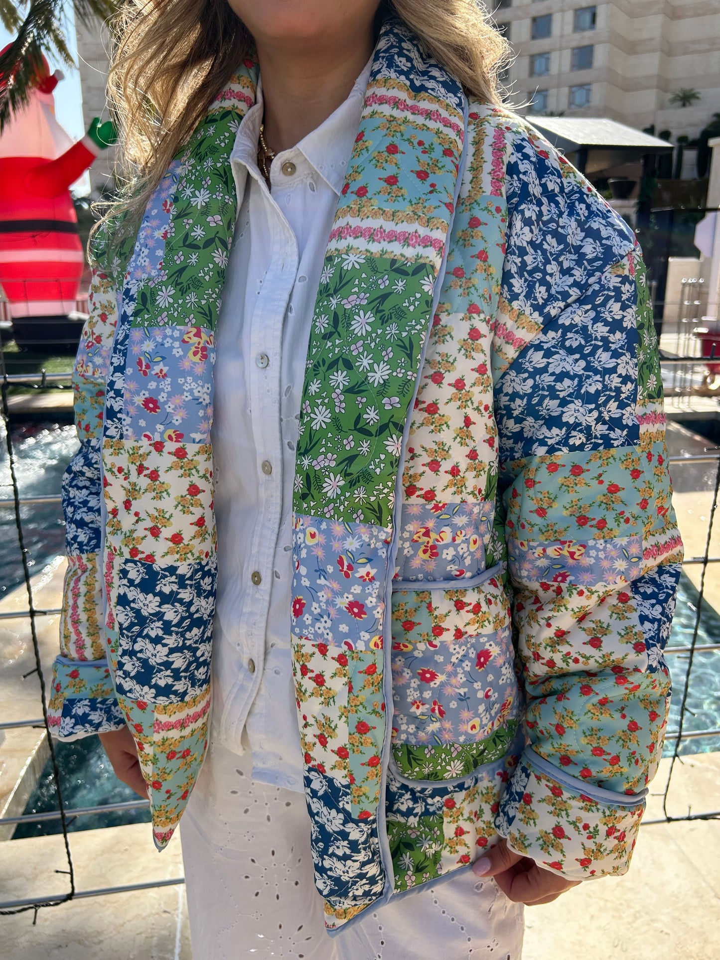 BLUE & GREEN PUFFER JACKET