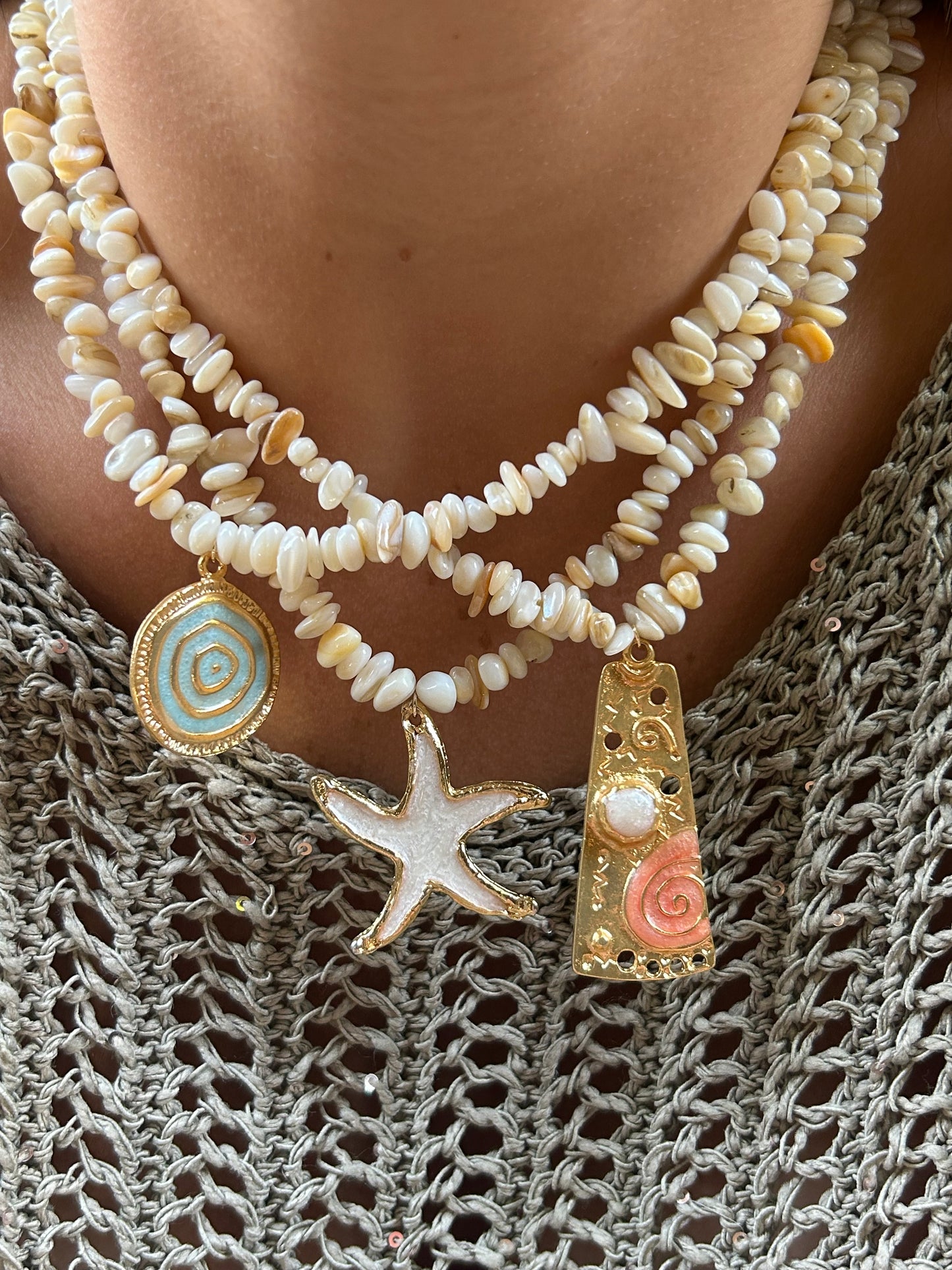 STARFISH SHELLS NECKLACE UNIQUE HANDMADE PIECES