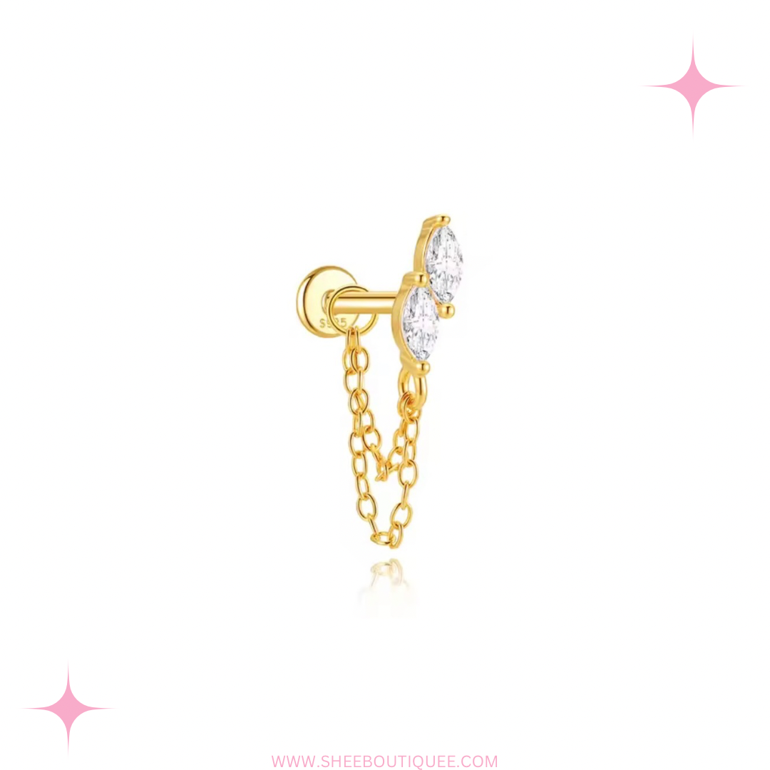 DOUBLE STONE CHAIN STUD