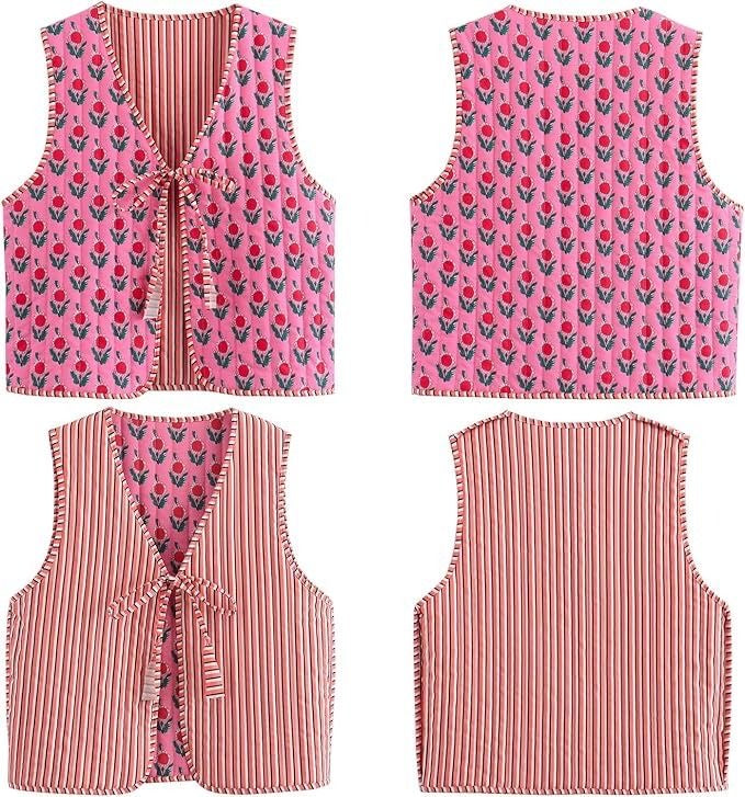 FLORAL HEART SLEEVELESS PUFFER VEST