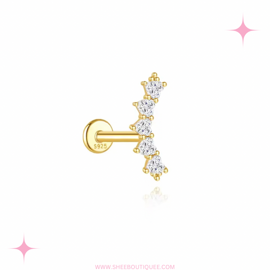 CURVE TINY HEART STONES STUD