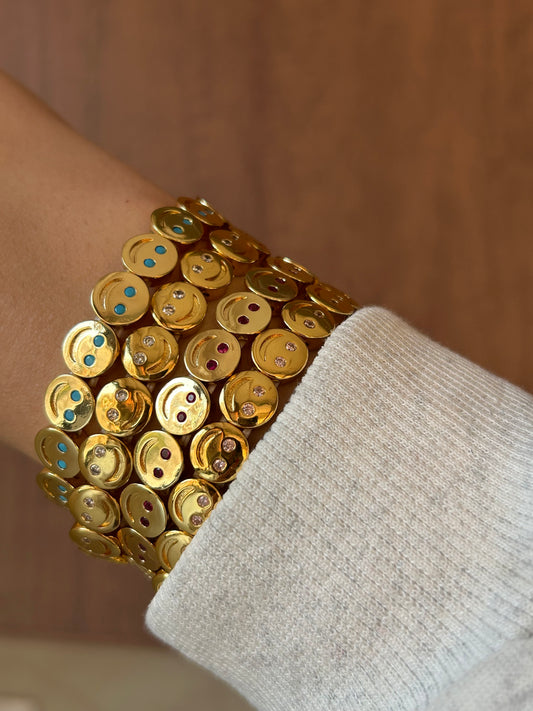 TWO PIECES SMILEY FACE STRETCHING BRACELET