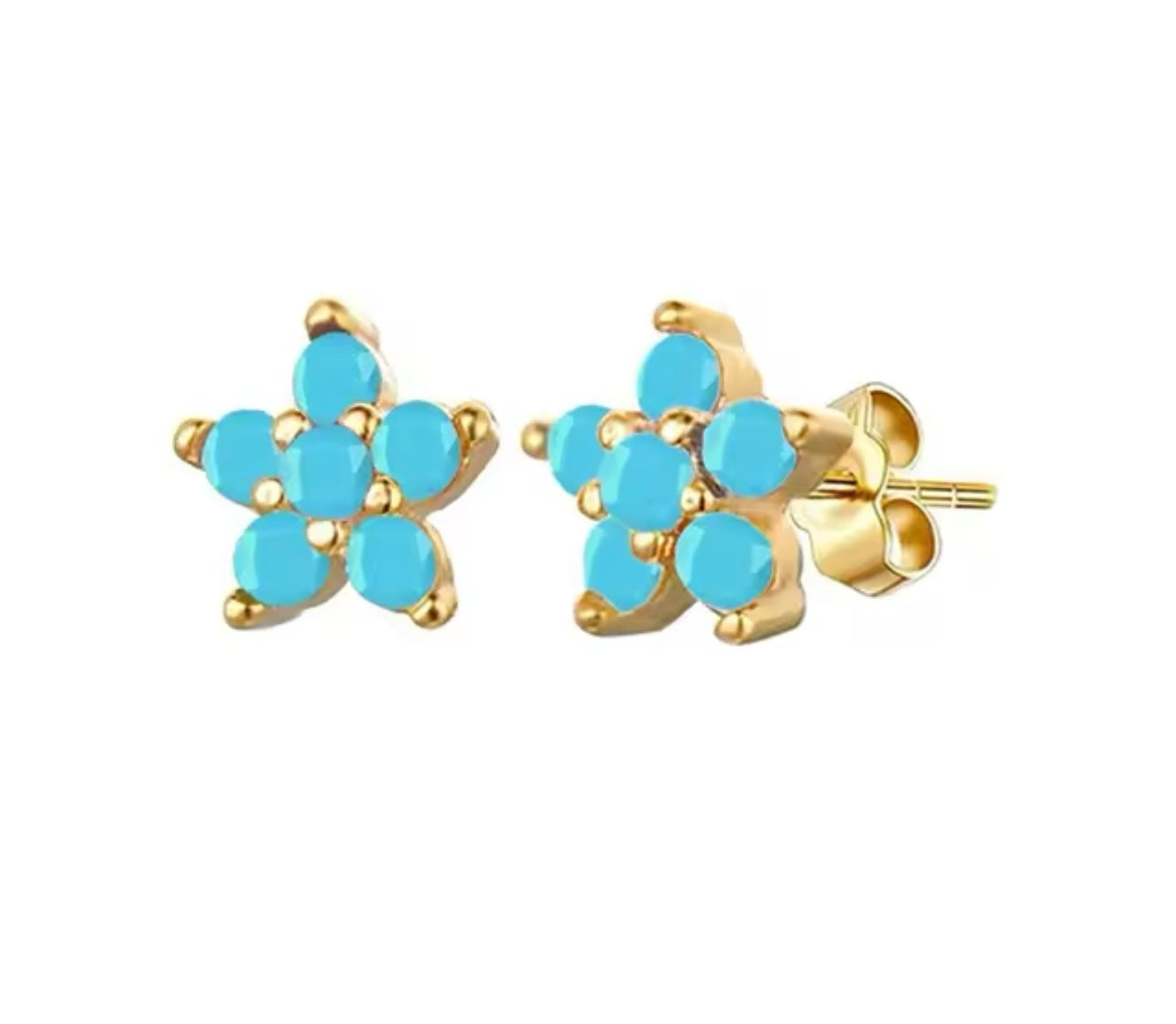 TINY TURQUOISE FLOWER STUD