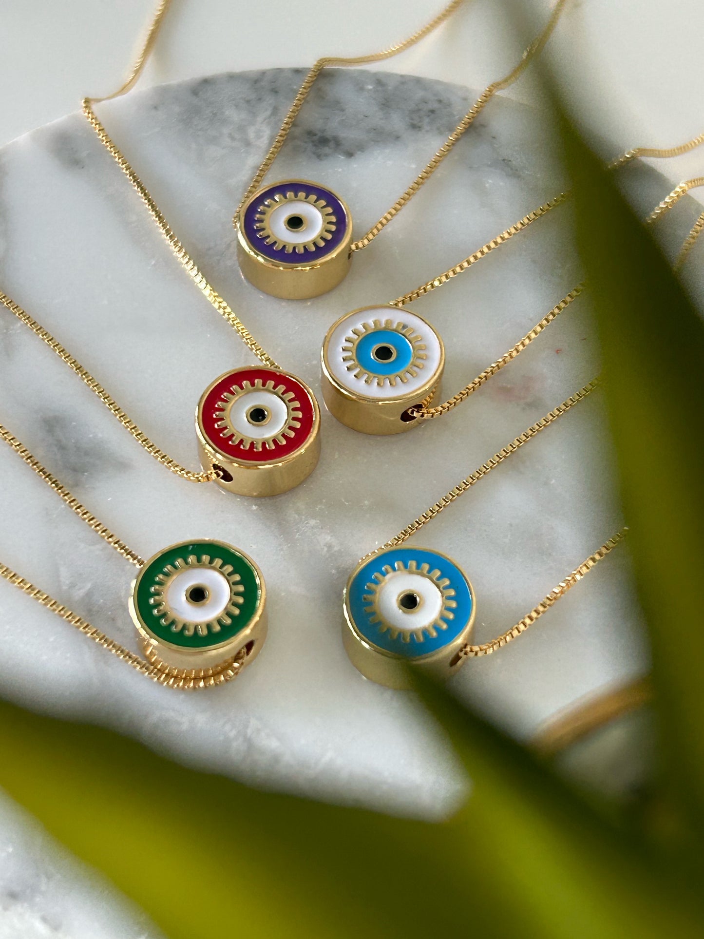 CIRCLE DOUBLE FACED EYE NECKLACE