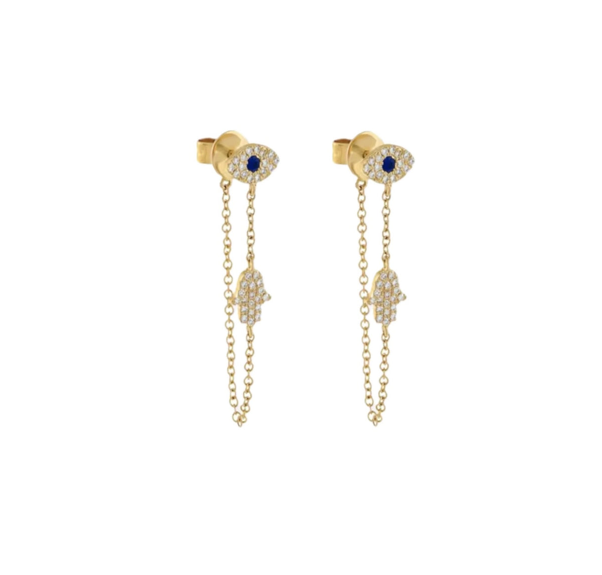 EYE LINKED CHAIN EARRINGS