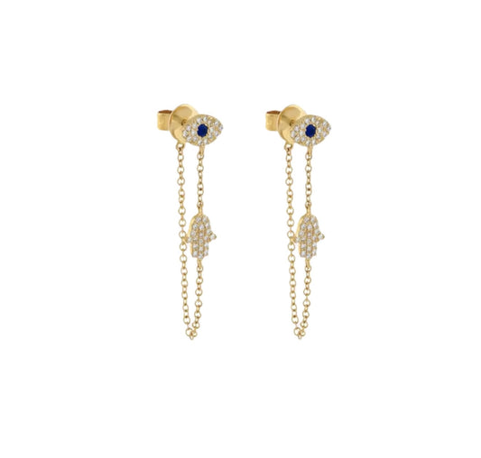 EYE LINKED CHAIN EARRINGS