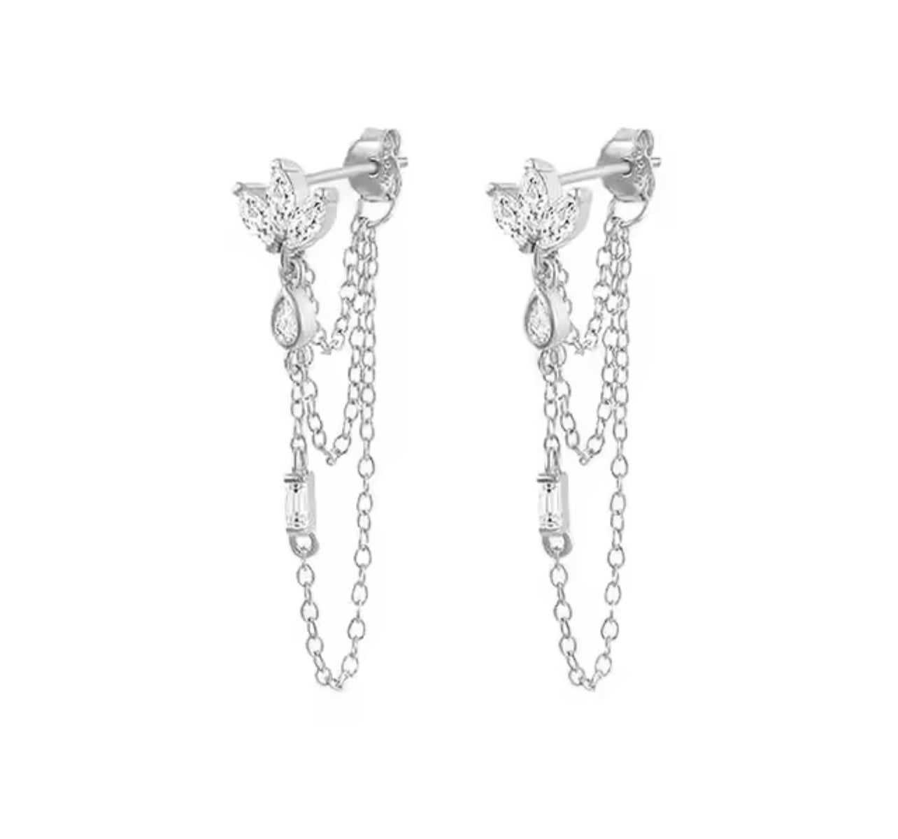 LOTUS CHAIN EARRINGS