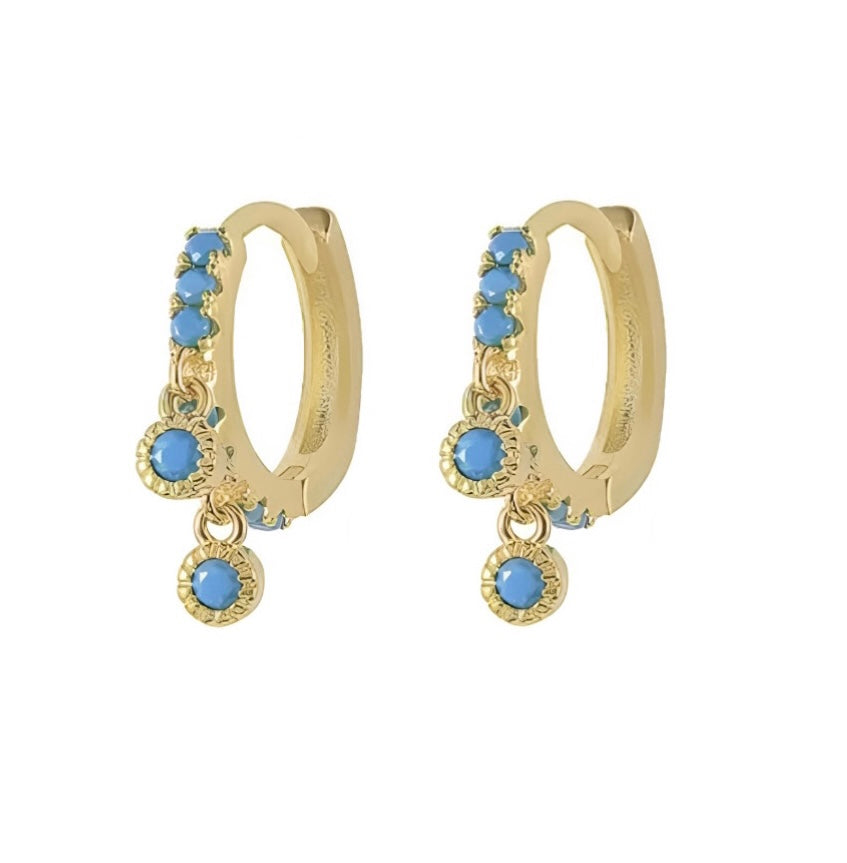 TURQUOISE DROPS HOOPS