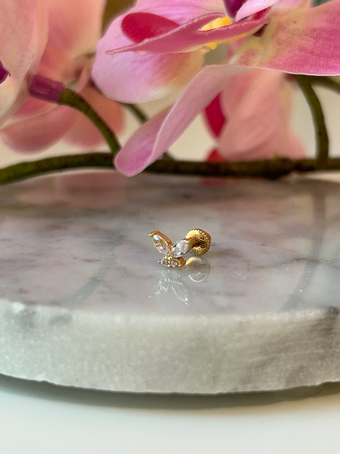 BUTTERFLY 18K SOLID GOLD STUD