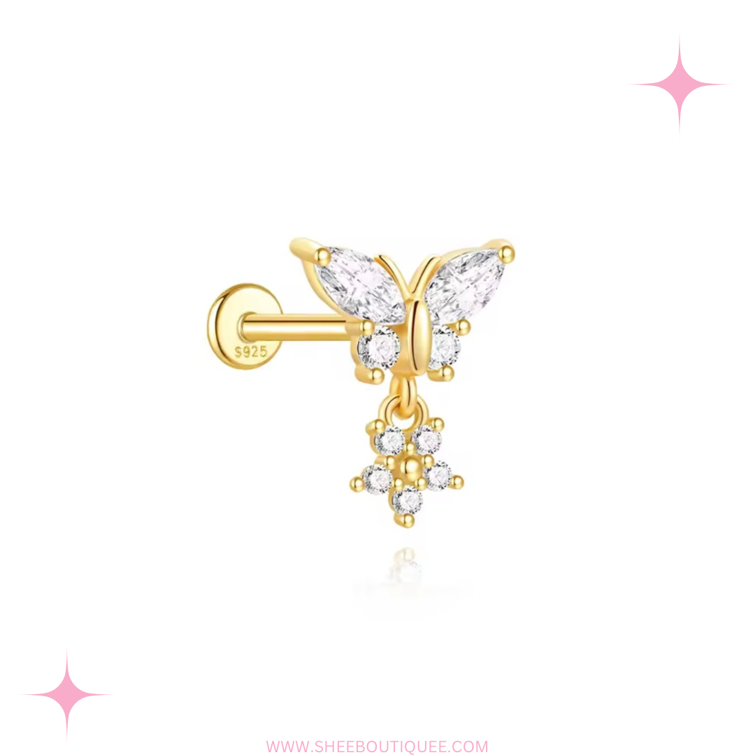 BUTTERFLY FLOWER STUD