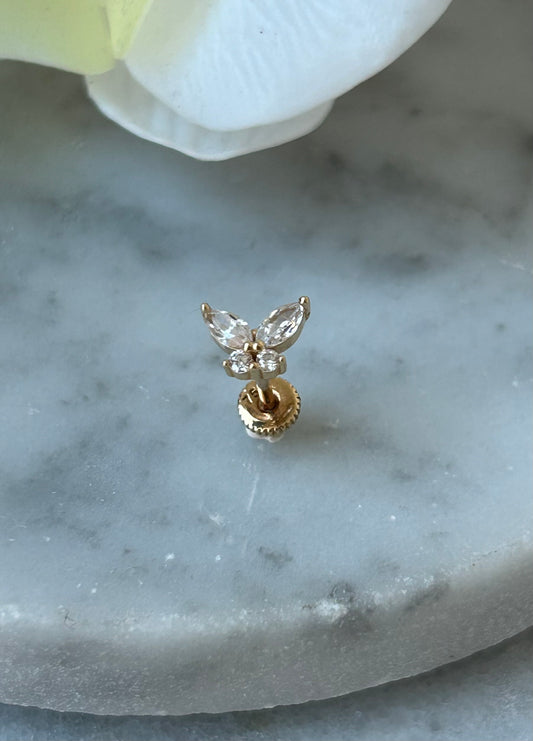 BUTTERFLY 18K SOLID GOLD STUD