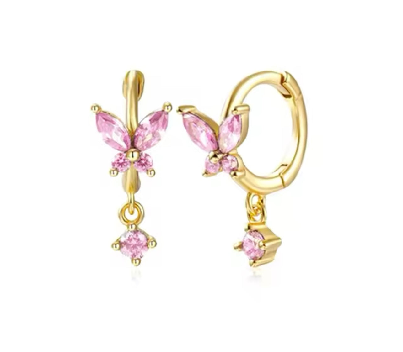 BABY PINK BUTTERFLY HOOPS