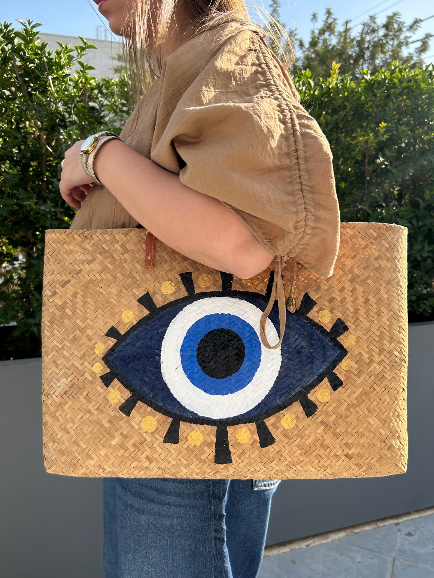 HAND PAINTED BEACH BAG