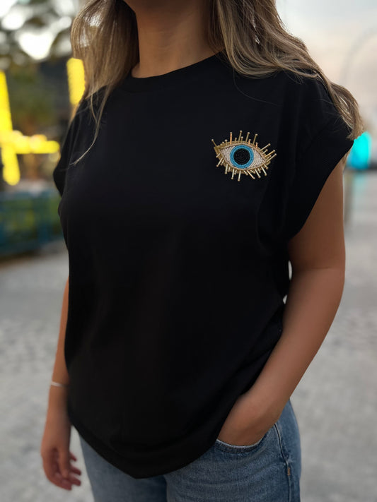 BEADED EMBROIDERED T-SHIRT