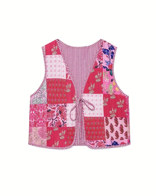 FLORAL SLEEVELESS PUFFER VEST