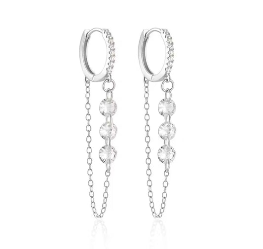 CRYSTAL CHAIN HOOPS