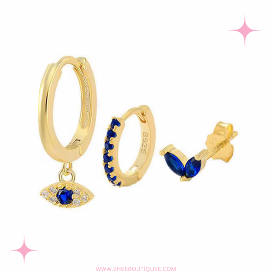 ROYAL BLUE EYE EARRINGS SET