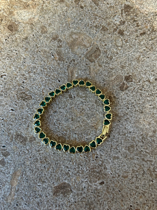 GREEN HEARTS BRACELET