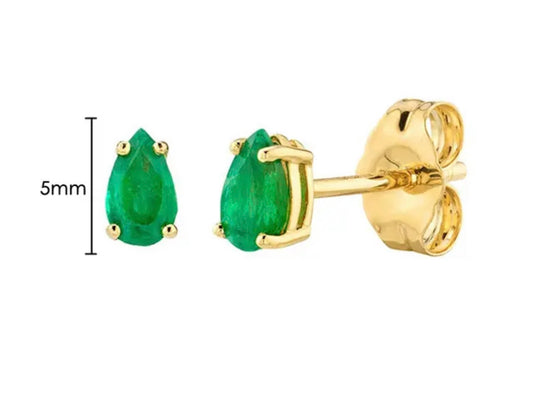 PEAR DIAMOND GREEN STUDS