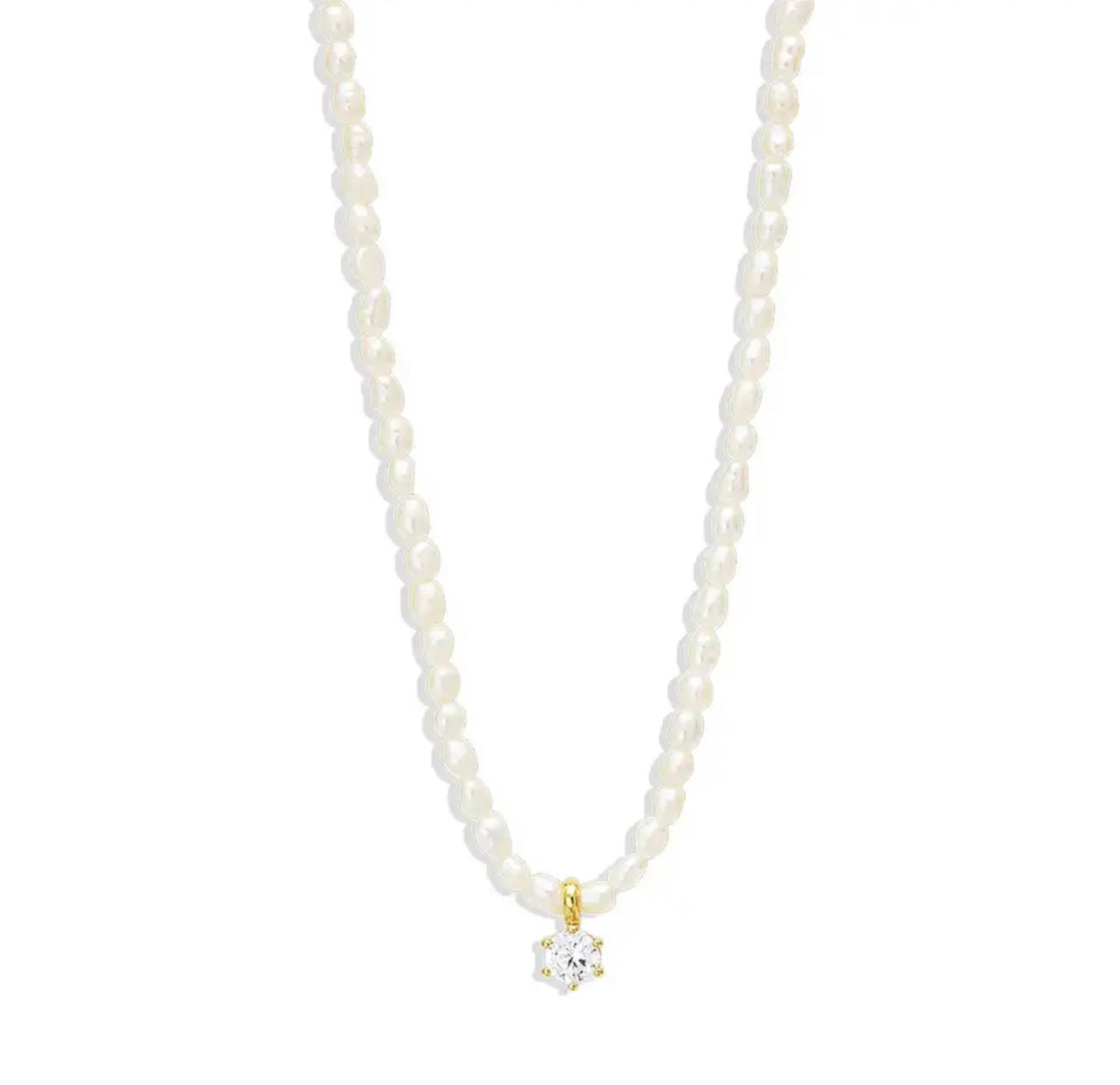 DIAMOND CHARM PEARLS BEADED NECKLACE