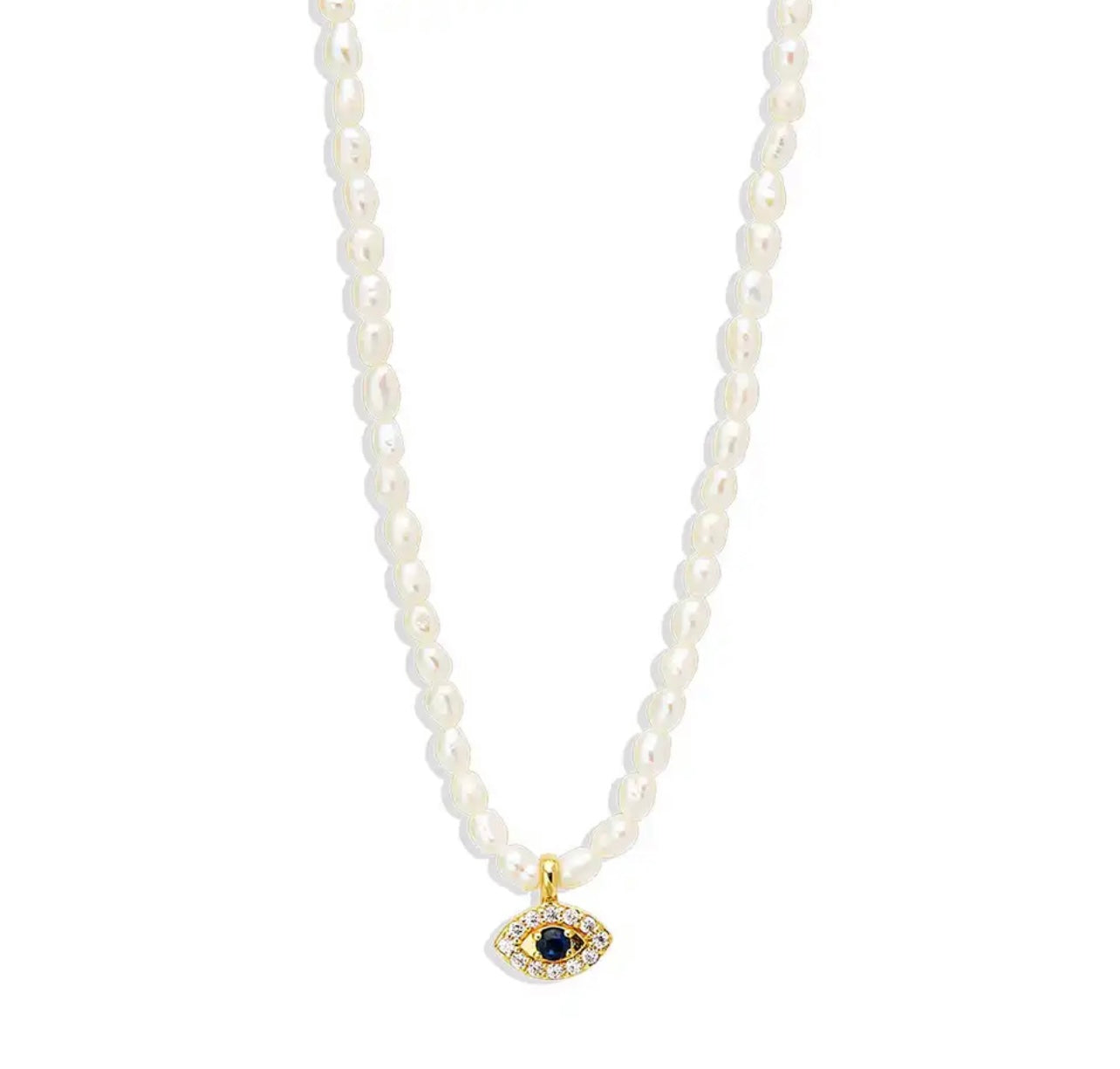 EYE CHARM PEARLS BEADED NECKLACE