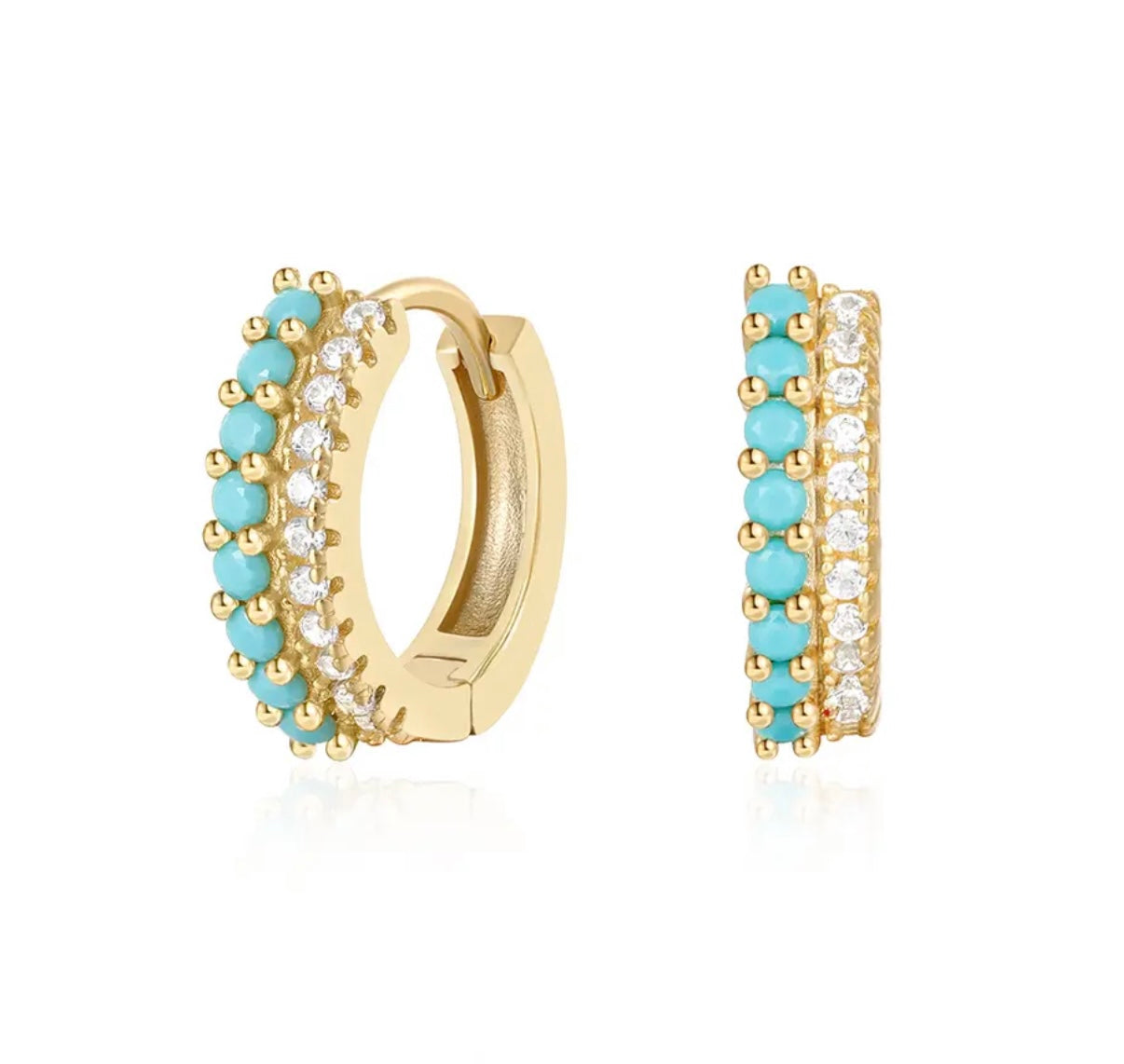 DOUBLE THE HOOPS TURQUOISE