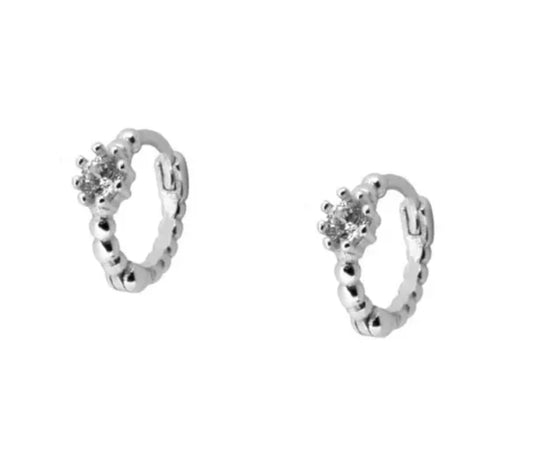 SILVER DOT HOOPS