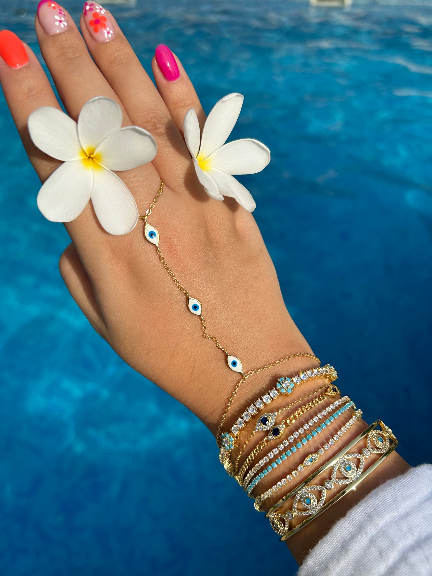 LUXURY TURQUOISE FLOWER TENNIS BRACELET