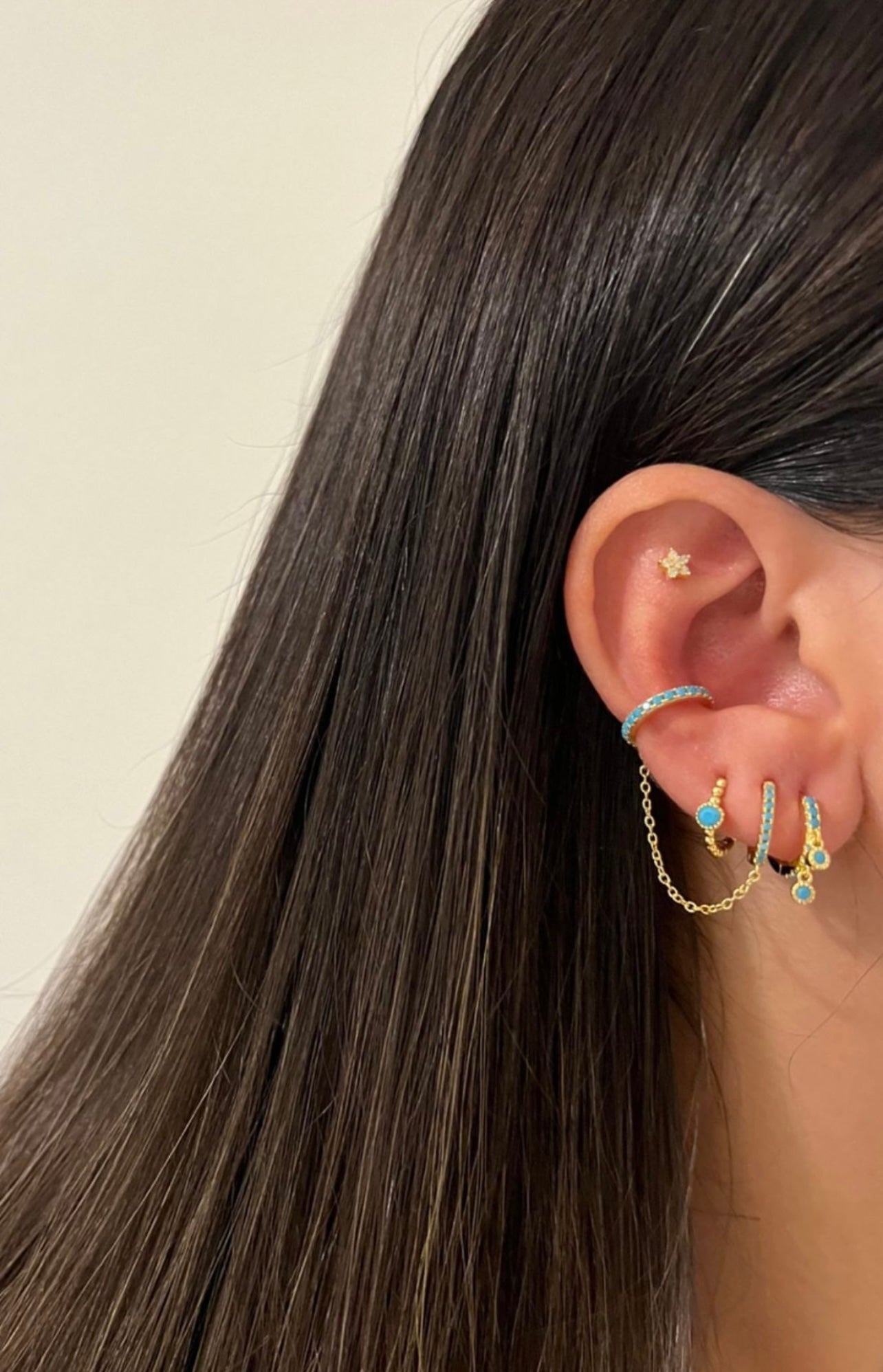 TURQUOISE DROPS HOOPS