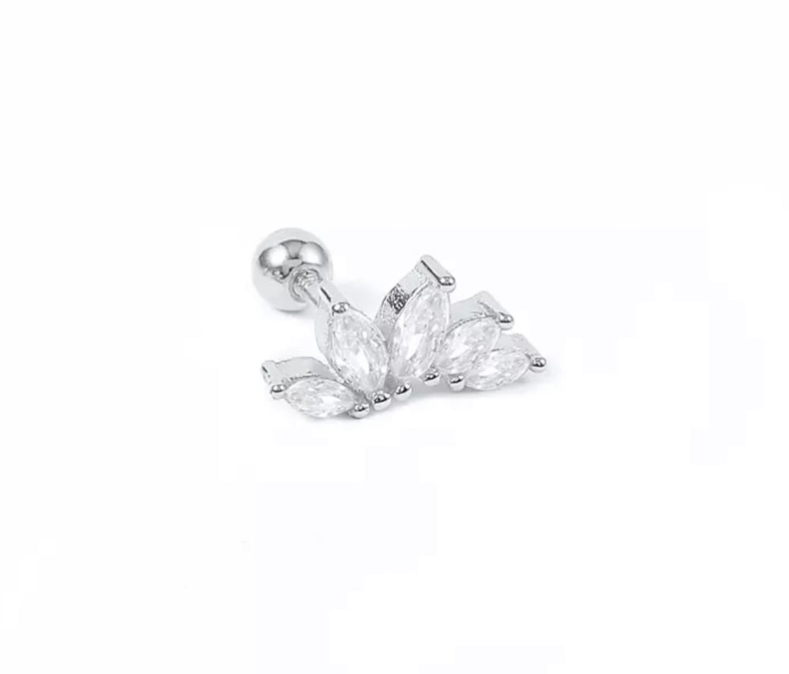 SILVER LEAF CURVED STUD