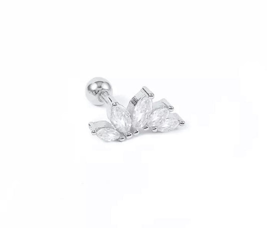 SILVER LEAF CURVED STUD