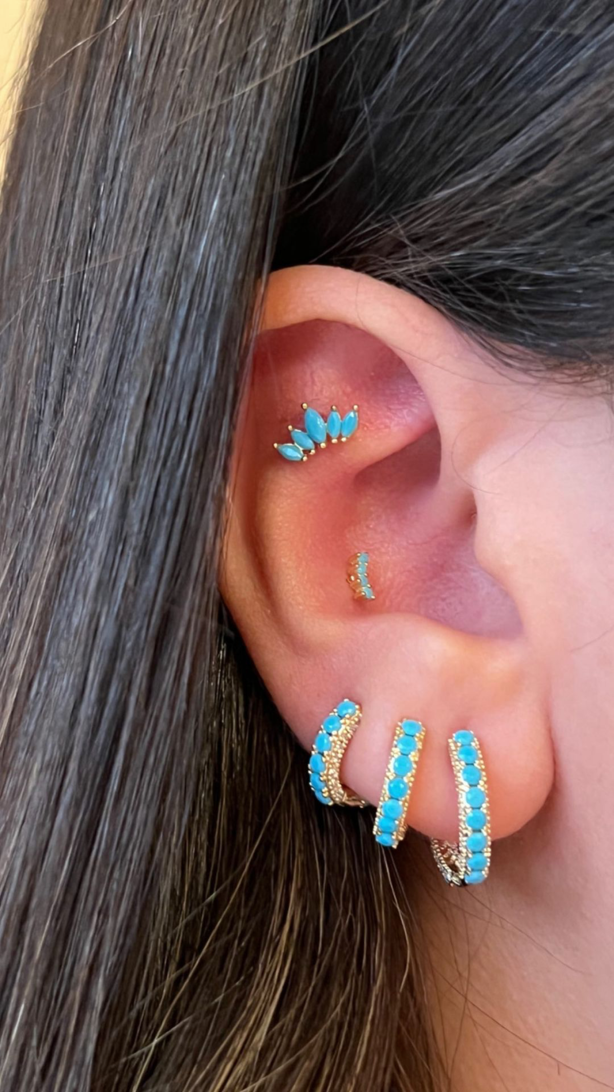 LUXURY GOLD TURQUOISE HOOPS