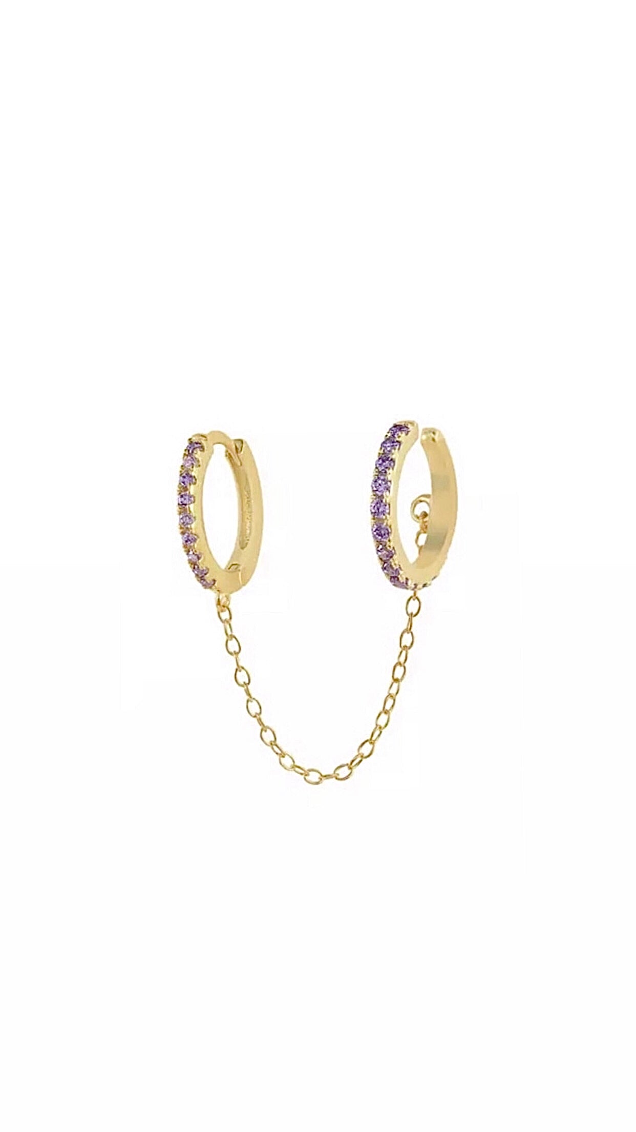 COLORFUL HOOP CHAIN EARCUFF EARRINGS