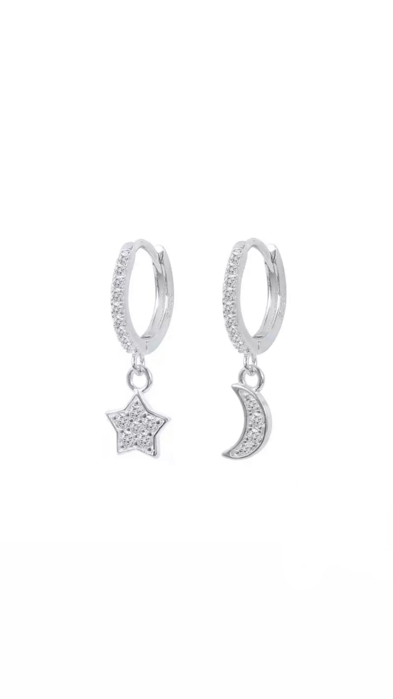 SILVER STAR MOON EARRINGS