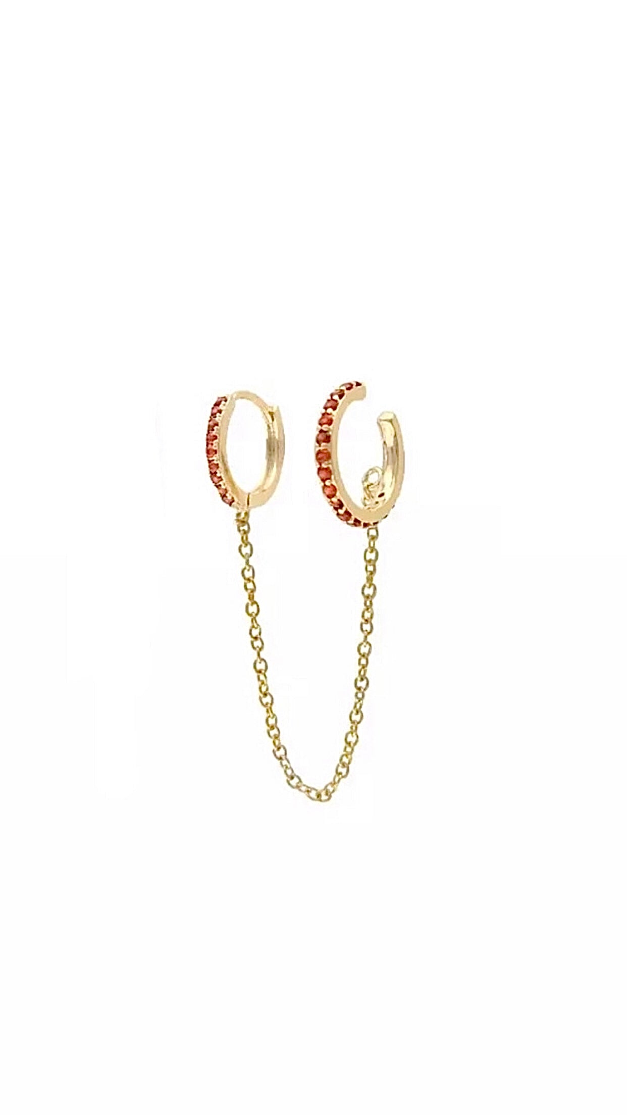 COLORFUL HOOP CHAIN EARCUFF EARRINGS