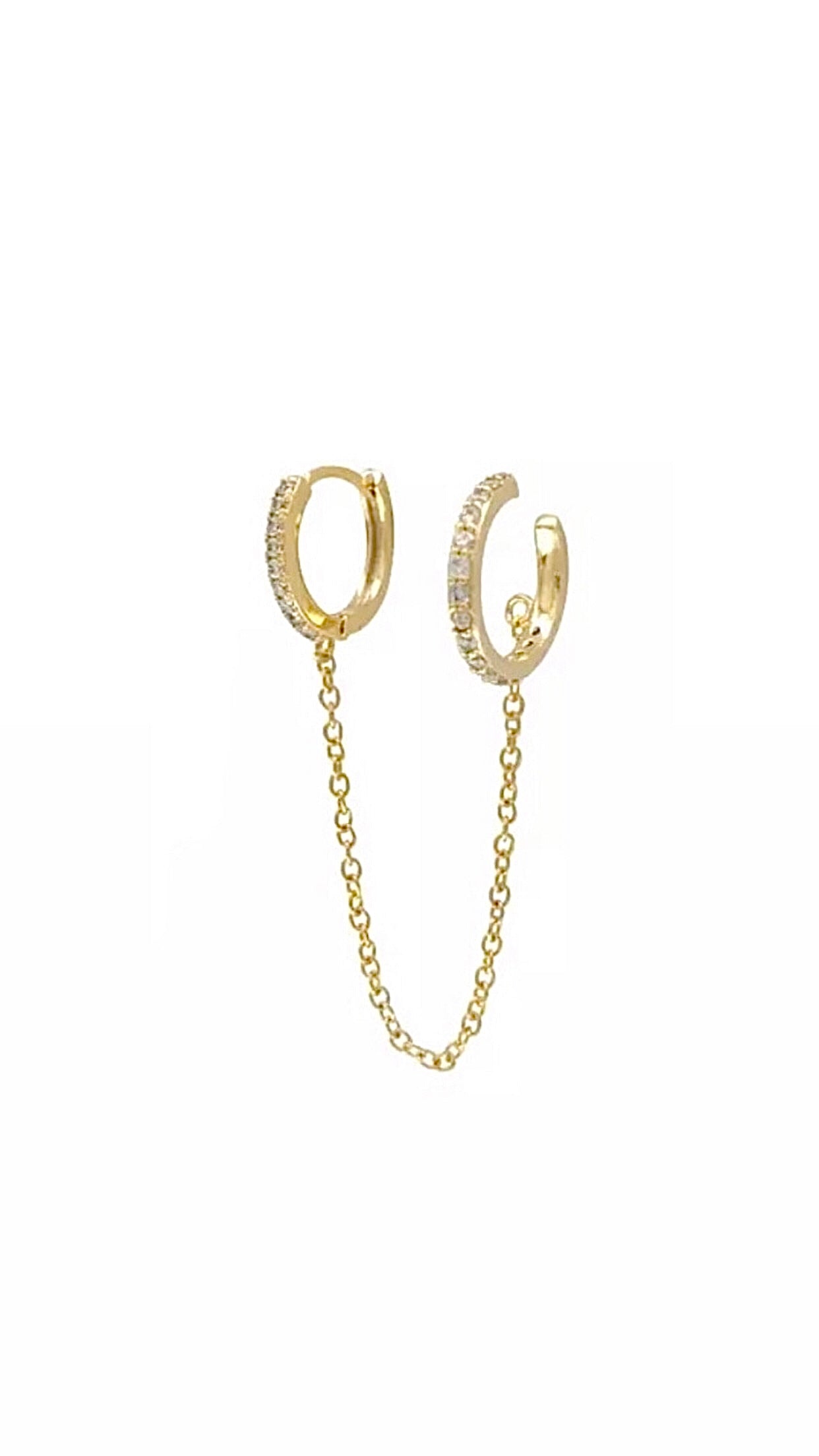 COLORFUL HOOP CHAIN EARCUFF EARRINGS