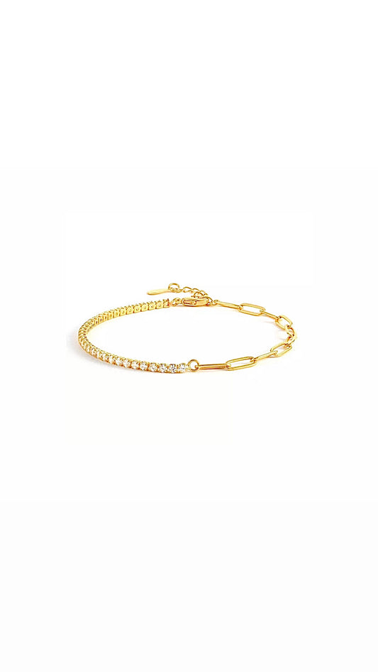 HALF CHAIN HALF TENNIS BRACELET